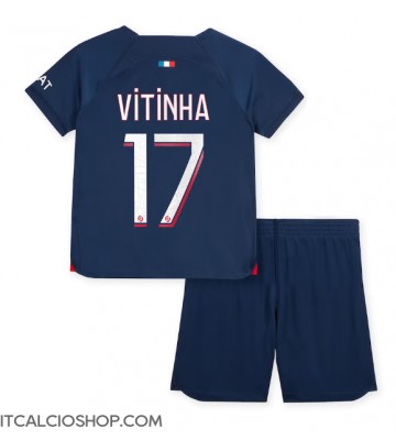 Paris Saint-Germain Vitinha Ferreira #17 Prima Maglia Bambino 2023-24 Manica Corta (+ Pantaloni corti)
